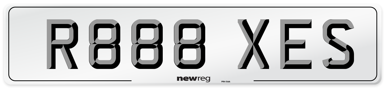 R888 XES Number Plate from New Reg